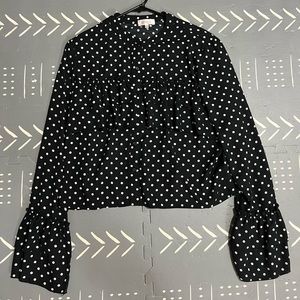 Polka Dot cropped button up blouse